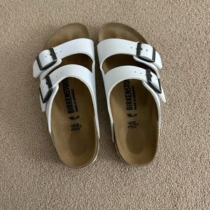 Birkenstock Arizona Sandals, White Leather, Size 36 (women's 6)